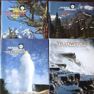 Set of 4 National Park vintage guidebooks Grand Tetons Glaciers Yellowstone